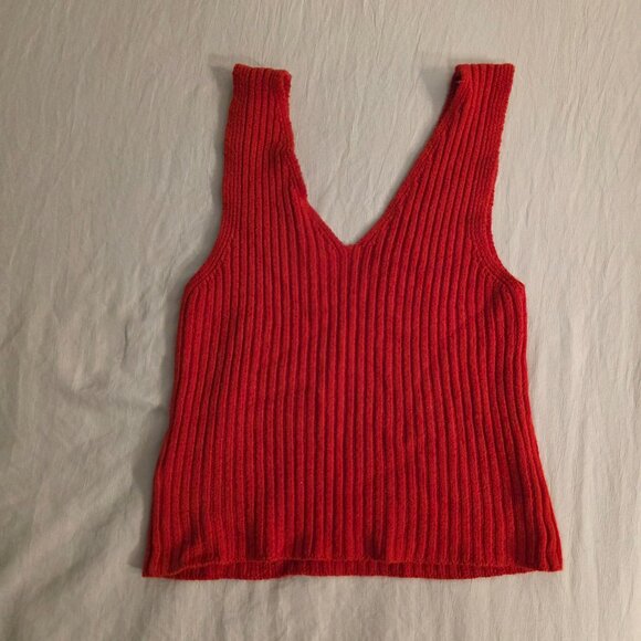 Red Knit Tank Top - Picture 2 of 2